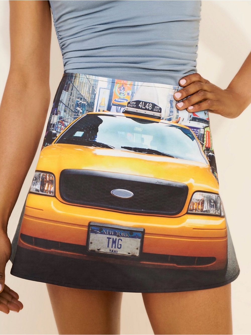 Tyler McGillivary Camilla Mini Skirt in Yellow Taxi Cab Print